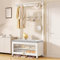 Banc d'entrée avec Porte-Manteau, Porte-Manteau avec étagère à Chaussures, Banc à Chaussures, pour Couloir, Chambre, vestiaire, Salon (Blanc, 60 cm)