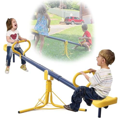 TAILERNRUYE Seesaw for Kids Outdoor, Heavy Duty 250LB 360° Rotating Seesaw Outdoor Teeter Totter with Sit and Spin Design for Backyard Park & Balcony Ideal Outdoor Toys for Kids Ages 3 4 5 6 7 8
