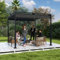 UISEBRT Tonnelle pergola de 3 x 3 m avec structure en acier robuste et toit ouvrant de qualité supérieure en polyester revêtu de PA, toit de terrasse autoportant, idéal pour l'extérieur (noir)