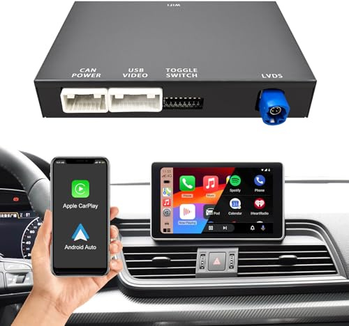 CarPlay Android Auto Retrofit Kit für Audi A4/A5/A6/A7/Q2L/Q5L/Q7 2014-2022 | Wireless Carplay Adapter für Audi mit MIB/MMI 3G Plus System Plug & Play Decoder Box mit SWC Mirrorlink Bluetooth GPS WLAN