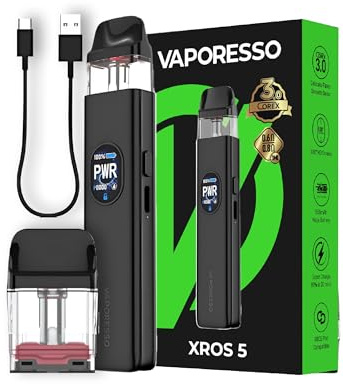 Vaporesso Xros 5 Vape Kits (Cosmic Black) - 30w, 1500mAh Battery & 3A Super Charging - Adjustable Airflow, 0.88 HD Screen, Corex 3.0 Tech - Compatible with Vaporesso Xros Pod - No Nicotine Vape