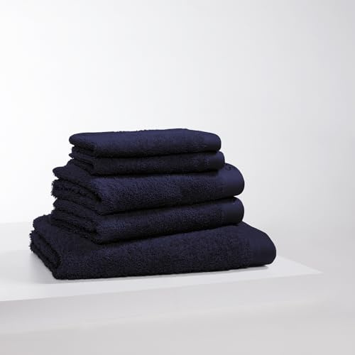 s.Oliver 5 TLG Handtuch Set - 100% Baumwolle, 600 g/m², weich & angenehm, 2X Gästehandtücher + 2X Handtücher + 1x Duschtuch dunkelblau