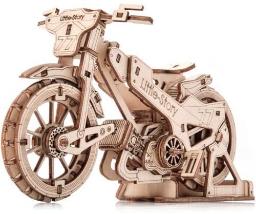 Little Story 3D Holzpuzzle Motorrad Bausatz DIY - Modell aus hochwertigem Holz mit präzisen Details perfekte Deko und spannendes Puzzle-Erlebnis
