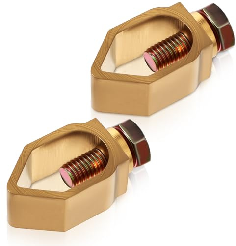 2 Pack Copper Ground Rod Clamp Set, Great for 1/2”- 5/8” Grounding Rods, Earth Rod Copper Grounding Clamp with Galvanized Bolt for Residential and Commercial