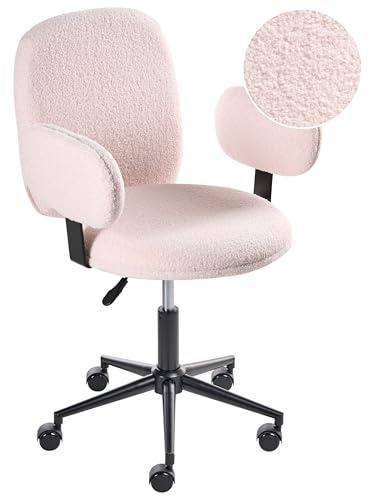 Beliani Bürostuhl Bouclé Stoffbezug pastellrosa höhenverstellbar drehbar mit Armlehnen Moraga