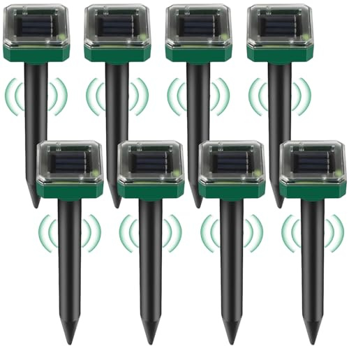 8 unidades de ahuyentador solar de topos, ultrasónico, repelente solar de topos, control de topos, repelente de ratas de campo, control de plagas con IP65 para césped y jardín
