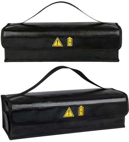 2 Stück Feuerfeste Box für Fahrradakku bis 1400 °C, Ebike Akku Tasche Feuerfest Akku Tasche Feuerfest, Ebike akku Schutzhülle Großraum für Lagerung Transport, 50 x 15 x15 cm