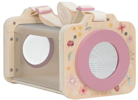 Little Dutch Insektenbox Beobachtungsbox - Holz - mit Lupe und Tragegurt - Sammelbox für Mädchen ab 3 Jahren - Fairy Garden rosa