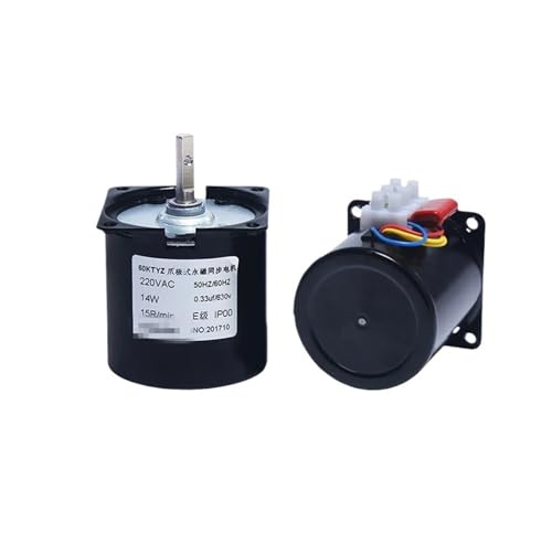 1 motor de imán permanente de 60KTYZ CA 220 V, 14 W, eje de 7 mm, centro de 2,5/5/7,5/10/15/20/30/40/50/60/80/100/110 RPM(30RPM 14W)