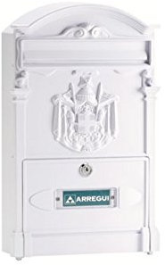 Arregui Residencia Briefkasten Aluminium im traditionellen Stil Briefkasten mit majestätischem Wappen imperisch Briefkasten Briefkasten Weiß mit Namensschild