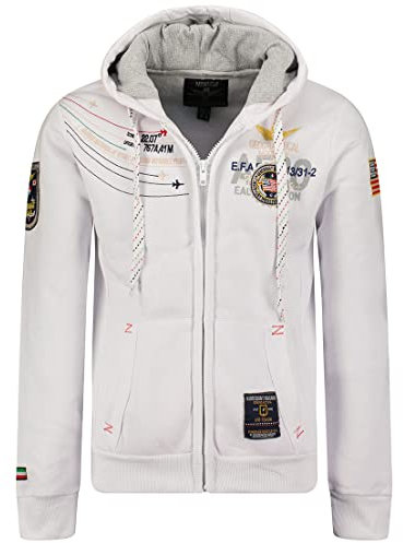 Geographical Norway Herren Hoodie Jacke Faero Special, Weiß, XXL