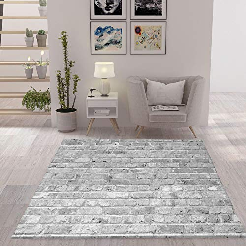 VIMODA Teppich Stein Optik Mauer Strapazierfähig in Grau, Maße:240 x 340 cm