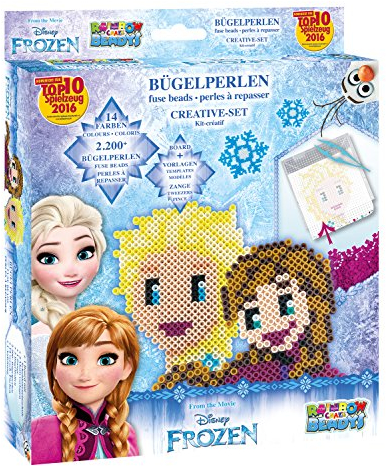 Craze 54353 - Rainbow Beadys Bügelperlen Kreativ Set Disney Frozen inklusiv Zubehör 2200 Perlen, blau