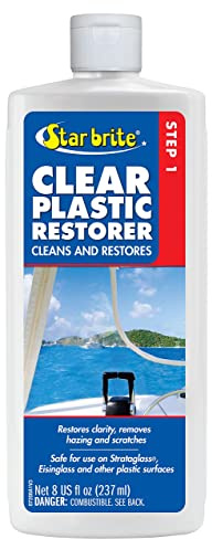 STAR BRITE Clear Plastic Restorer - Step 1 to Renew, Restore & Maintain Old, Hazy, Yellow, Scratched Plastic, Strataglass, Isinglass, Polycarbonate & Acrylic Surfaces