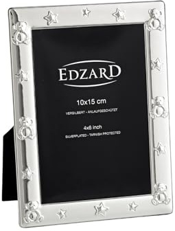 EDZARD Bilderrahmen Paula (10x15 cm), edel versilbert, anlaufgeschützt, Fotorahmen für Kinder, Bären Motiv - Bilderrahmen für Kinderfotos, Babygeschenk, Geschenk zur zur Geburt oder Taufe