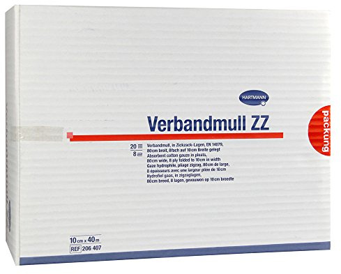 HARTMANN 2064074 Verbandmull ZZ, 20fädig, in Zickzack-Lagen, 40m x 80cm