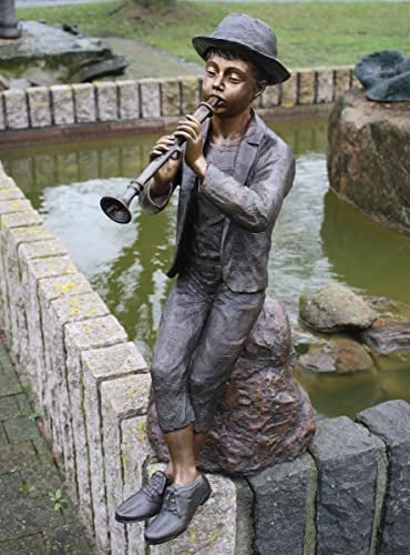 Unbekannt Bronzefigur Flötenspieler mit Wasserspeier