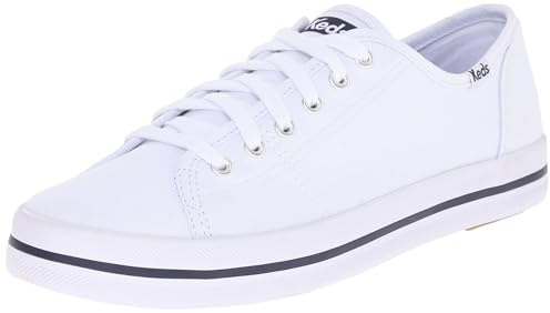 Keds Kickstart Lace Up, Sneaker Womens, White Canvas, 8.5 Medium