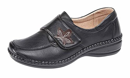 Boulevard Women's Wide Fitting Touch Fastening Casual Shoes (Model: [Model Number], Black, 4 UK)