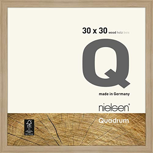 nielsen Bilderrahmen, 30 x 30 cm, Holz, Eiche Natur, Rahmen zum Aufhängen im Hoch- & Querformat, Echtglas, Quadrum