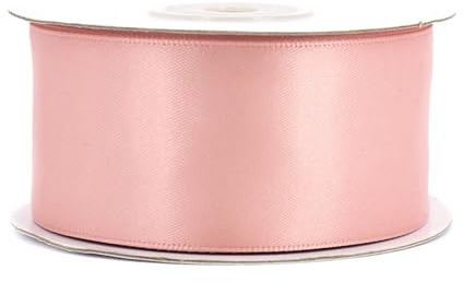 Doppelseitiges Satinband 38mm x 20m Rolle - FARBAUSWAHL in 6/10/25/38mm - farbecht & waschbar - Schleifenband für Hochzeit - Geschenkband zum Verpacken Dekorieren Basteln - Altrosa 158