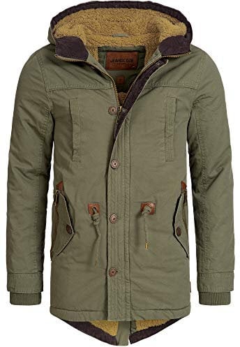 Indicode Uomini Barge Winter Jacket | Giacca invernale con cappuccio e fodera in peluche Army M