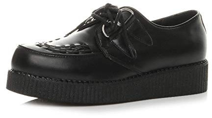 AJVANI lace up Platform Shoes Teddy boy lace up Brothel Creepers Size 10 44 Black Matte