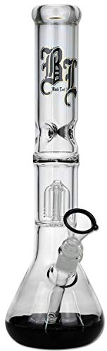 Black Leaf Wasserpfeife, PERCOLATOR-Bong, EIS-Bong | 40 cm, NS 19 (18,8mm), NS 14 (14,5mm) | schwarz | 5 mm dickes, robustes BOROSILIKATGLAS | Erlenmeyer-Kolben | von bong-discount