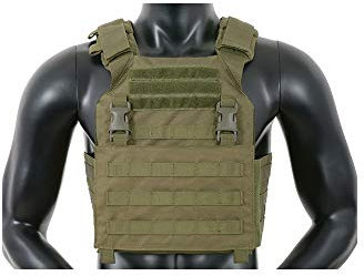 8Fields Tactical Olive One Size Vest, Assault Plate Carrier with Buckle and MOLLE Front Panel