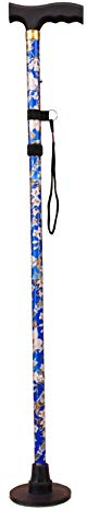 Acclaim Bowlers Adjustable 33”-37” Lawn Bowls Plain Lightweight Alloy Folding Four Piece Floral Metal Walking Stick & Green Protector With Synthetic Green Felt Base (Blue Floral)