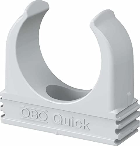 10x OBO Bettermann M32 Quick-Schellen | Klemmschelle | Rohrschelle | anreihbar | lichtgrau | 32mm | 10 Stück
