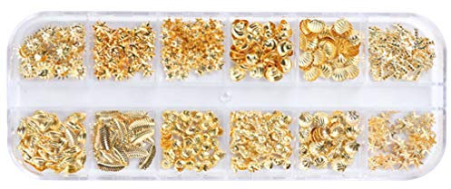 Minkissy Metal Nail Art 3D Sea Star Shell Rivet Gems Nail Art Jewels Beads Decoration Nail Salon Studs Tips Manicure Stickers for Women Lady Girls