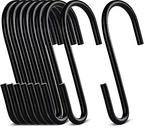 ilauke 20 Stück S Haken Edelstahl Küchenhaken Haken S-förmige Haken Hängende Töpfe und Pfannen, Pflanzen, Kaffeetassen, Kleidung, Handtücher und Garten(Schwarz Matt)