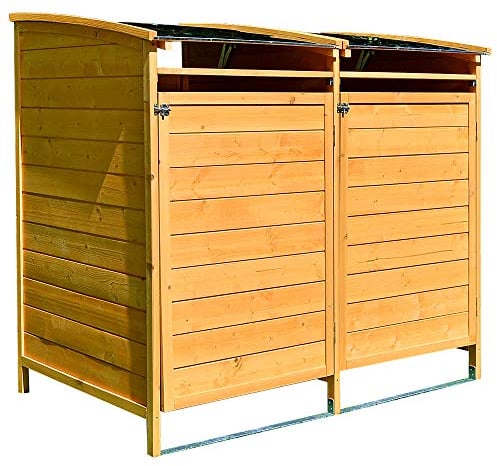 Melko Mülltonnenbox 240 Liter aus Holz 140 x 85 x 127 cm Mülltonnenverkleidung inkl. Rückwand