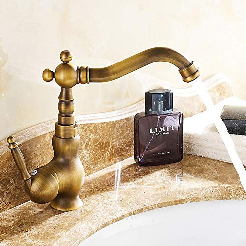 Rubinetto Bagno Lavabo, Miscelatore Lavabo, Vintage Monocomando Ottone a 360°Swivel Rubinetto Bagno, Per Acqua Calda E Fredda Disponibile, Valvola In Ceramica & Aeratore Abs, Adatto Per Lavabo E Bagno