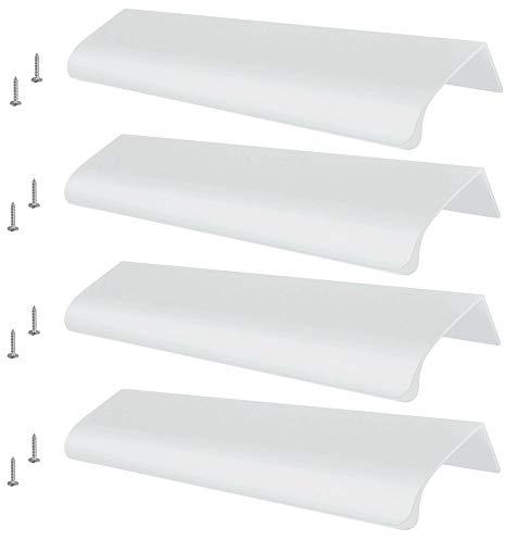 4 Piezas Tiradores de Cocina Tiradores Ocultos 150mm Manijas de Aluminio con Tornillos para Cajón de Gabinete (Mate Plata)