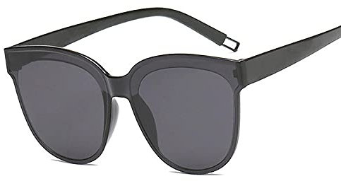 WQZYY&ASDCD Sonnenbrille Herren Damen Mode Klassische Cat Eye Oval Großen Rahmen Rot Damen Uv400 Retro Brille-Cool_Black