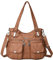 FANDARE Groß Schultertasche Damen Umhängetasche Frauen Vintage Schulranzen Wasserdicht PU Leder Women Purse für Shopper Reisen Arbeitstasche Messenger Hobo Bags Braun