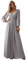 Ever-Pretty Damen Stilvolle Chiffon V-Ausschnitt Applique Plus Size Abendkleider mit Langen Laternenärmeln Grau 46EU