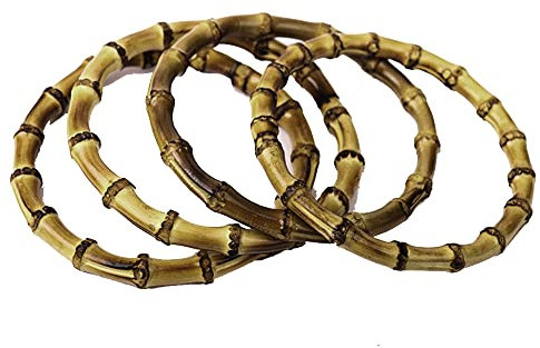 Manici in Bambù,Manici per Borse,4 Pezzi Manici Bamboo per Borse,Manici per Borsa Rotondi Naturale,Manici Bamboo Manici per Borse Uncinetto ​Artigianali Borse Fai da Te Accessori(15CM)