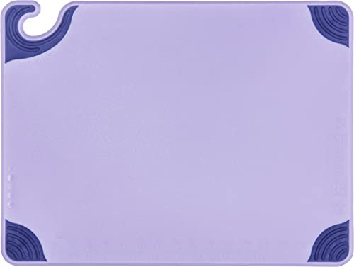 San Jamar Saf-T-Grip Kitchen Chopping Board for Restaurants, Saf-T-Zone Cutting Board, 15'' X 20'', Purple