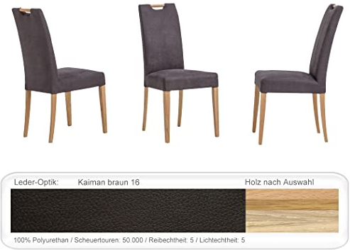 4X eleganter Polsterstuhl Silvana hochwertiger Stuhl Esszimmerstuhl Massivholzstuhl Küchenstuhl Verschiedene Varianten, Holzart:Eiche Sonoma lackiert, Bezugstoff:Kaiman braun