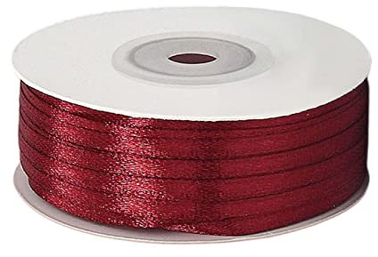 POPOYU Satinband 3mm Bordeauxrot,Bordeauxrot Band 3mm Natur,91m Dünn Geschenkband,Geschenkband und Schleifen für Geschenkverpackungen,Bastelarbeiten,Haare,Ostern,Weihnachten,Hochzeit,Luftballons