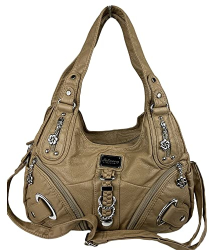 kennydoo Damen Handtasche/viele Fächer/Schulter-Trageriemen/modern & sportlich / AK11282- (beige)