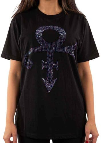 Prince T Shirt Purple Diamante Symbol Logo Official Unisex Black