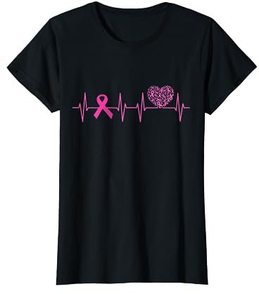 Octobre rose cancer du sein battement de coeur ruban femme T-Shirt