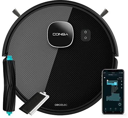 Cecotec Conga Eternal Pet Ultimate 3000 Pa und 2500 Pa Absaugung, 110 min Autonomie, Silikonbürste, 10 Programme, App, Visueller Assistent, Extrafilter