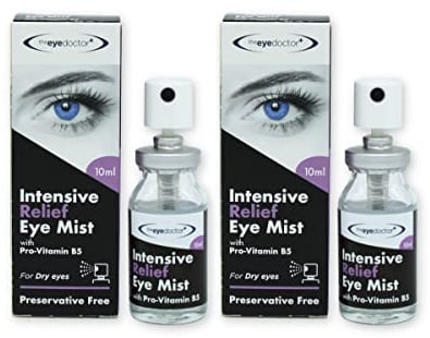 Eye Doctor Dry Eye Spray and Mist for Tired Sore Irritated Eyes, 2 x 10ml | Intensive Relief Mist with Pro Vitamin B5, Spray onto Closed Lids, Contact Lens Friendly, Soothes Irritation, No Drops Needed