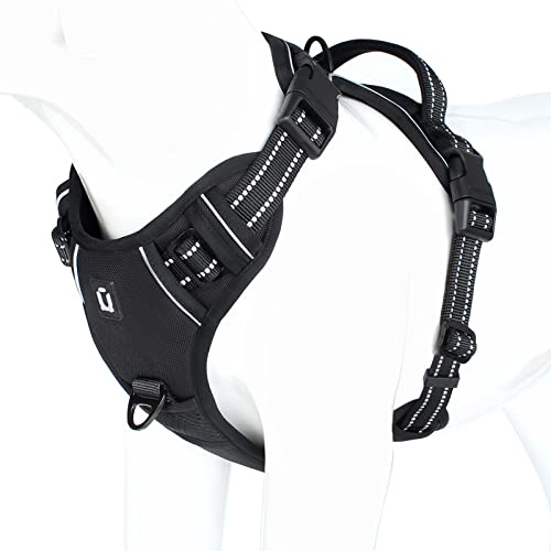 Harnais Chien Anti Traction, Réfléchissant Harnais De Chien Réglable Décourager Tirer Pet Gilet Durable en Nylon Harnais pour Chiens Moyen et Grand