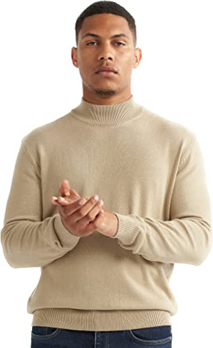 alsestudio Men`s Mock Neck Jumper 100% Cotton Premium Quality Soft Touch Long Sleeve Pullover Essential Style Knitted Roll Neck Sweaters for Men